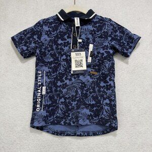 Black and Blue Polo Shirt Boys 18M Blue Floral Print Short Sleeve Original Style